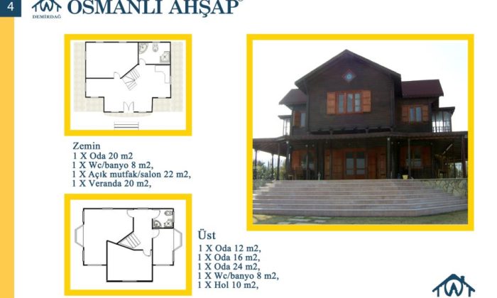 150 m2 dubleks ahşap ev yerleşim planları ve iç mekan tasarımları.