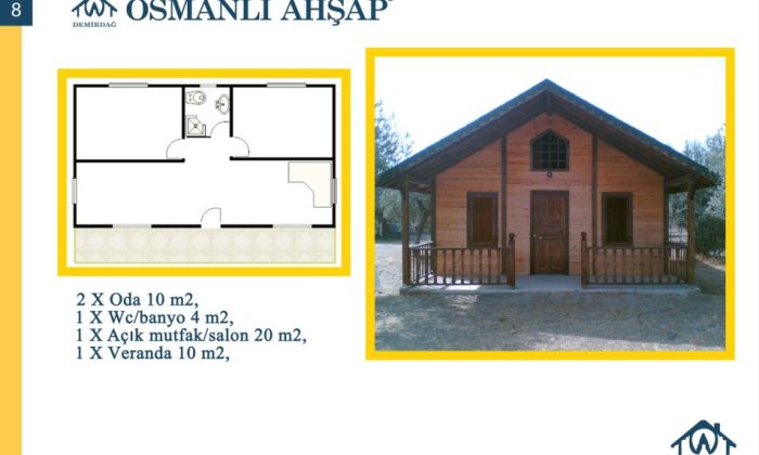 44 m2 ahşap ev yerleşim planları ve iç mekan tasarımları.