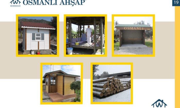 Ahşap duraklar, banklar ve oyun grupları