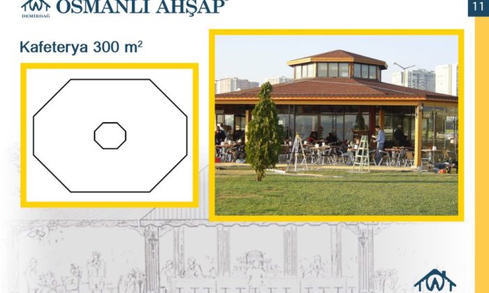 Sosyal tesisler için ahşap kafeterya, restoran ve şantiye ofis yapıları.